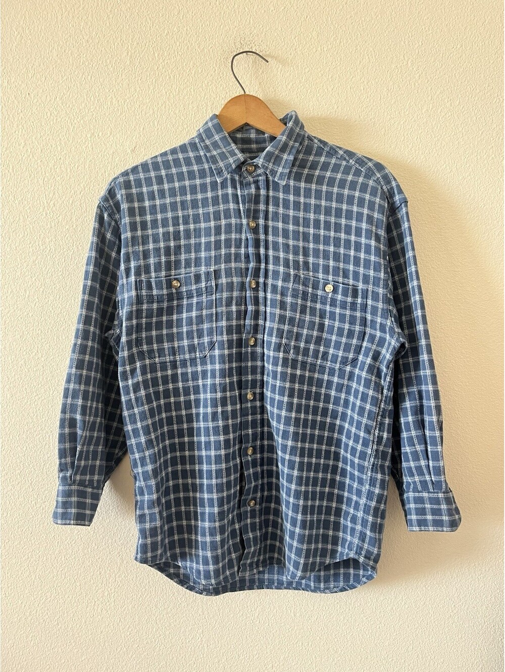 Vintage High Sierra Mens Small Blue Plaid Flannel Shirt